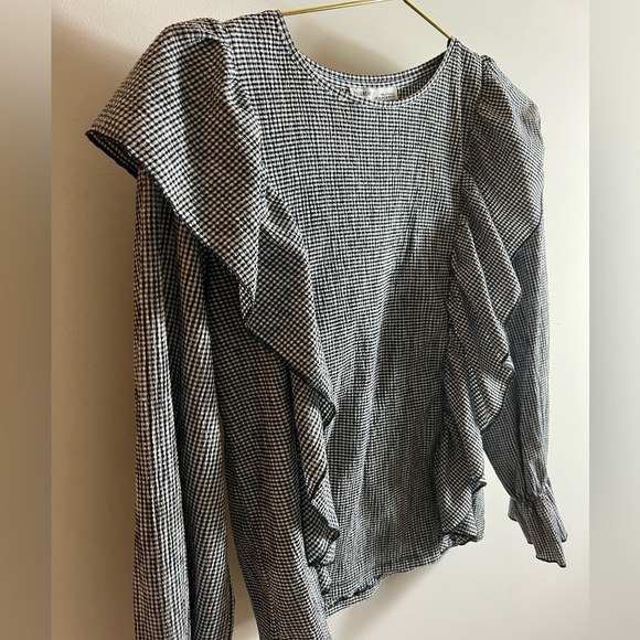 Black and white gingham top with ruffles - Picture 4 of 5